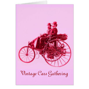 Vintage Cars Ansammlung, rosa violett fuchsienrot