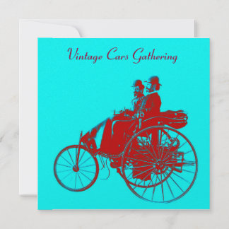 ViNTAGE CARS ANSAMMLUNG Rotblaues Turquaseis Einladung
