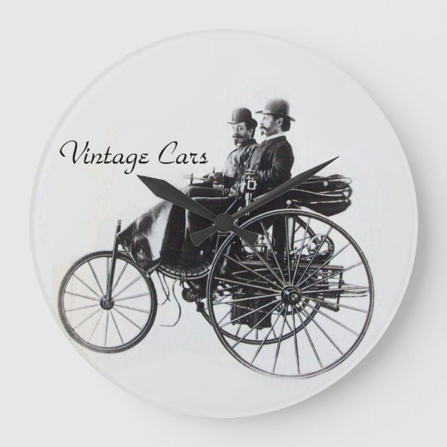 Vintage Cars Gathering Große Wanduhr (Vorderseite)