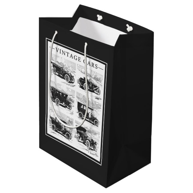 Vintage Cars Geschenktaschen Mittlere Geschenktüte (Rückseite Schrägansicht)