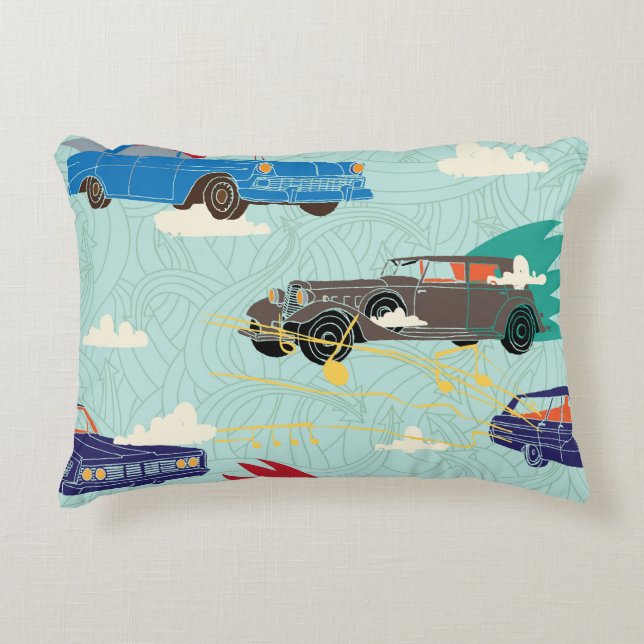 Vintage Cars: Himmelswolkenmuster Dekokissen (Vorderseite)