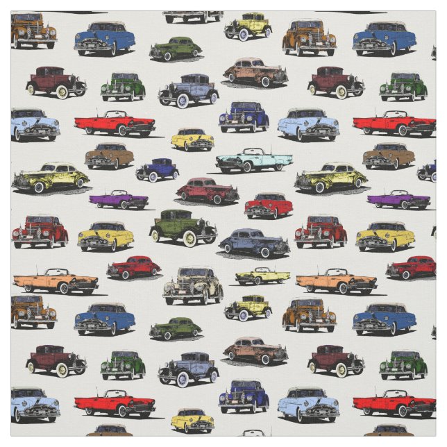 Vintage Cars Illustrationen Random Muster Stoff (Muster)