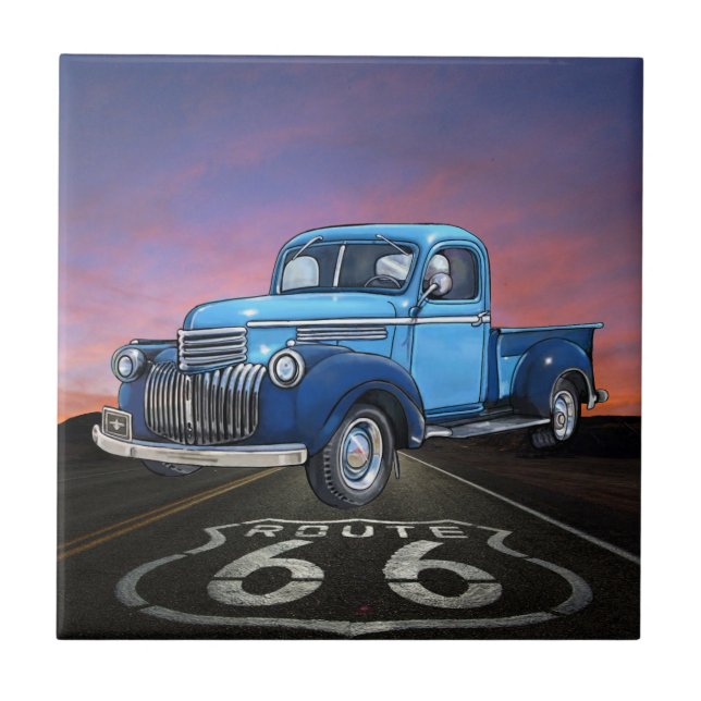 Vintage Cars - LKW - Route 66 - SRF Fliese (Vorderseite)