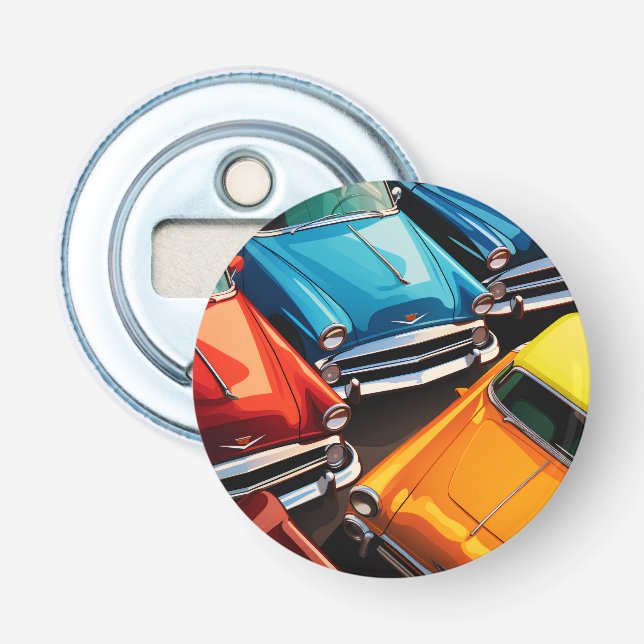 Vintage Cars Pattern Flaschenöffner (Vorderseite)