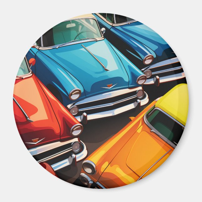 Vintage Cars Pattern Magnet (Vorne)
