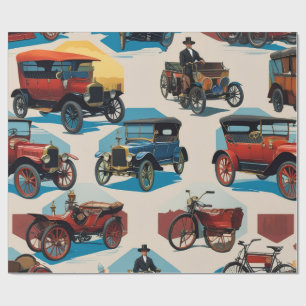 Vintage Cars Wrapping Paper Geschenkpapier