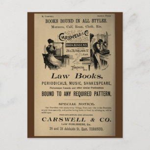 Vintage Carswell Toronto Druckerei Buchbinderei Fr Postkarte