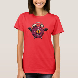 Vintage-Cartoon-Grusel-Fledermaus-Wecker-Grafik-T- T-Shirt