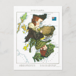 Vintage-Cartoonskarte von Schottland Postkarte
