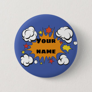 Vintage-Cartoonsuperhelden-Kampfblase ANPASSEN I Button