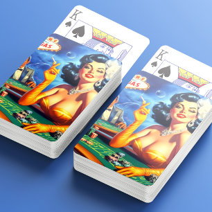 Vintage-Casino-Frau Spielkarten