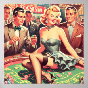 Vintage Casino Illustration Poster