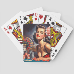 Vintage-Casino-Pin-Up-Illustration Spielkarten
