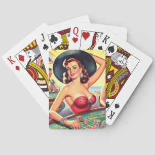 Vintage-Casinomädchen Spielkarten