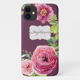 Vintage Cassis Rosa Pfingstrose Blumen Aquarell Case-Mate iPhone Hülle