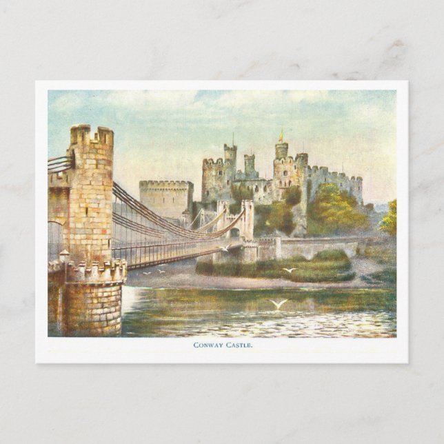Vintage Castle Conwy  Postkarte (Vorderseite)