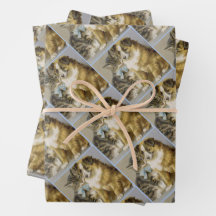 Vintage cat and dog intimate friendship