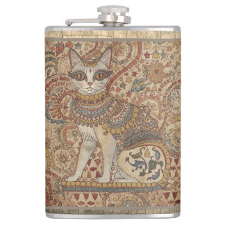 Vintage Cat, Cat Motif Art , Ancient Greece Style, Flachmann