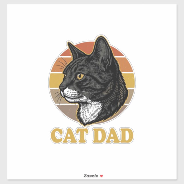 Vintage Cat Dad Retro Katzenliebhaber-Shirt-Design Aufkleber (Blatt)
