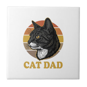 Vintage Cat Dad Retro Katzenliebhaber-Shirt-Design Fliese