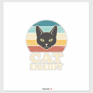 Vintage Cat Daddy Black Cat Retro Sonnenuntergang  Aufkleber