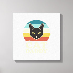 Vintage Cat Daddy Black Cat Retro Sonnenuntergang Leinwanddruck