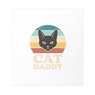 Vintage Cat Daddy Black Cat Retro Sonnenuntergang Notizblock