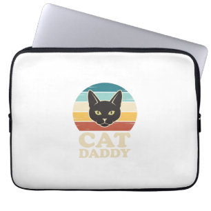 Vintage Cat Daddy Black Cat Retro-Sonnenuntergangs Laptopschutzhülle