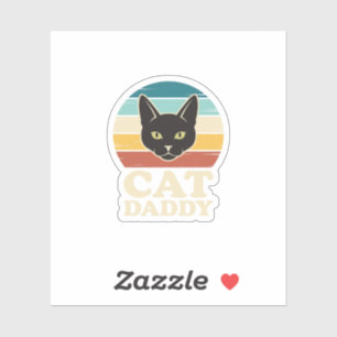 Vintage Cat Daddy Schwarze Katze Retro-Sonnenunter Aufkleber