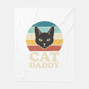 Vintage Cat Daddy Schwarze Katze Retro-Sonnenunter Fleecedecke