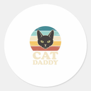 Vintage Cat Daddy Schwarze Katze Retro-Sonnenunter Runder Aufkleber