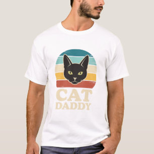 Vintage Cat Daddy Schwarze Katze Retro-Sonnenunter T-Shirt