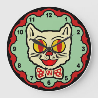 Vintage Cat Design Wall Clock Große Wanduhr
