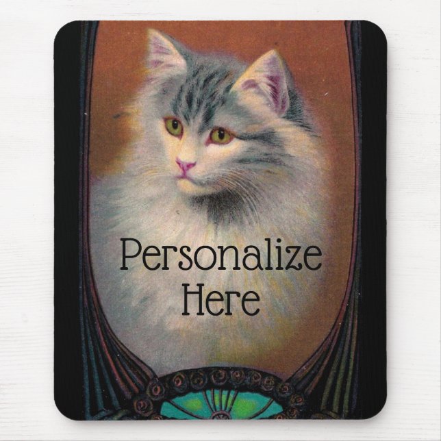 Vintage Cat Illustration Art Mousepad (Vorne)