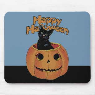 Vintage Cat in Jack'o'Lantern Mousepad