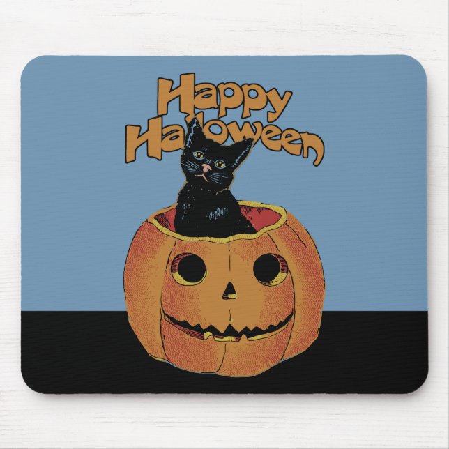 Vintage Cat in Jack'o'Lantern Mousepad (Vorne)
