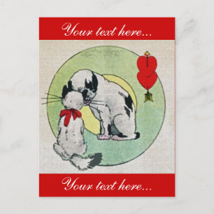 Vintage Cat-Liebe Postkarte