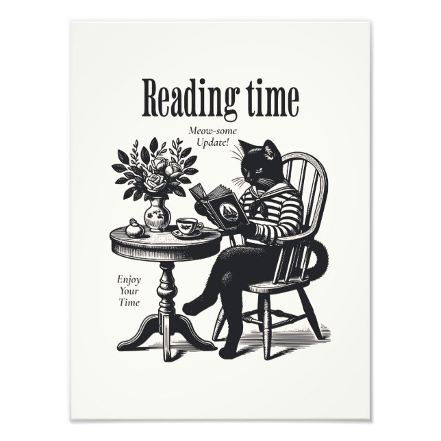 Vintage Cat Poster | Minimalist Print  (Vorne)