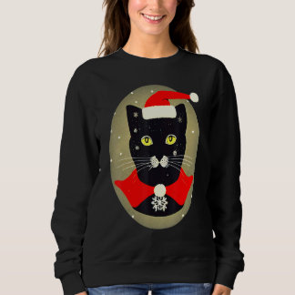 Vintage Cat Santa Outfit Whimsical Christmas Holid Sweatshirt