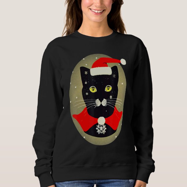 Vintage Cat Santa Outfit Whimsical Christmas Holid Sweatshirt (Vorderseite)