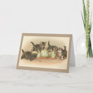 Vintage Cat Tea Party Note Card Karte