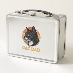 Vintage-Cat-Vater Retro-Cat-Liebhaber-Shirt-Design Metall Brotdose