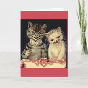 Vintage Cat Wedding Grußkarte Karte