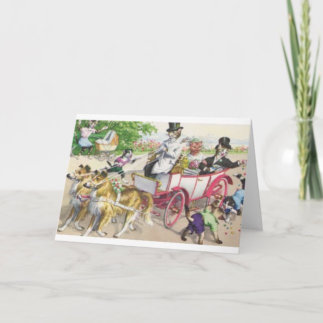 Vintage Cat Wedding Grußkarte Karte (Vorderseite)