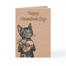 Vintage Cat With Heart Box Valentines Day