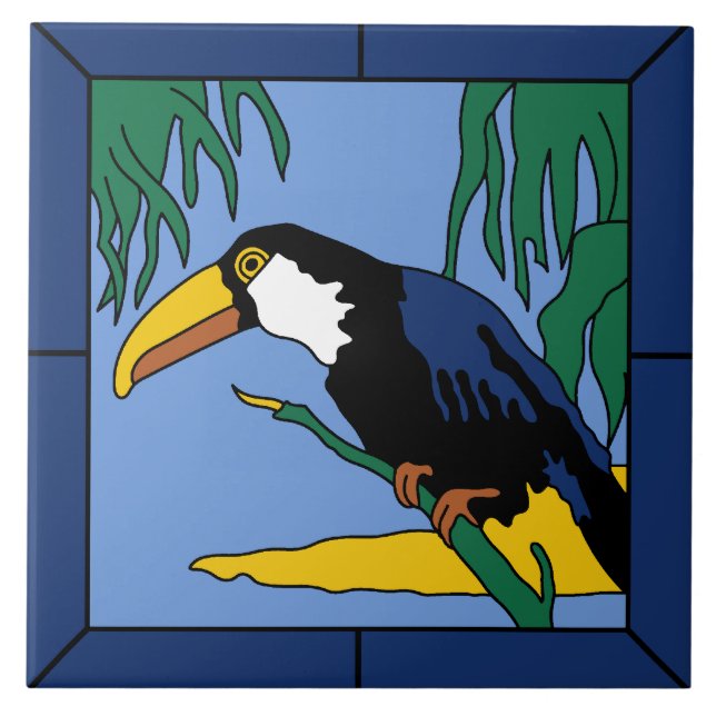 Vintage Catalina-Insel Toucan Fliese (Vorderseite)