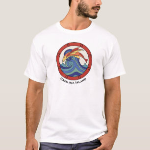 Vintage-Catalina-Island-Fliegender-Fisch-Fliese-He T-Shirt