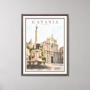 Vintage Catania Sizilien Italien Elefantenbrunnen Leinwanddruck