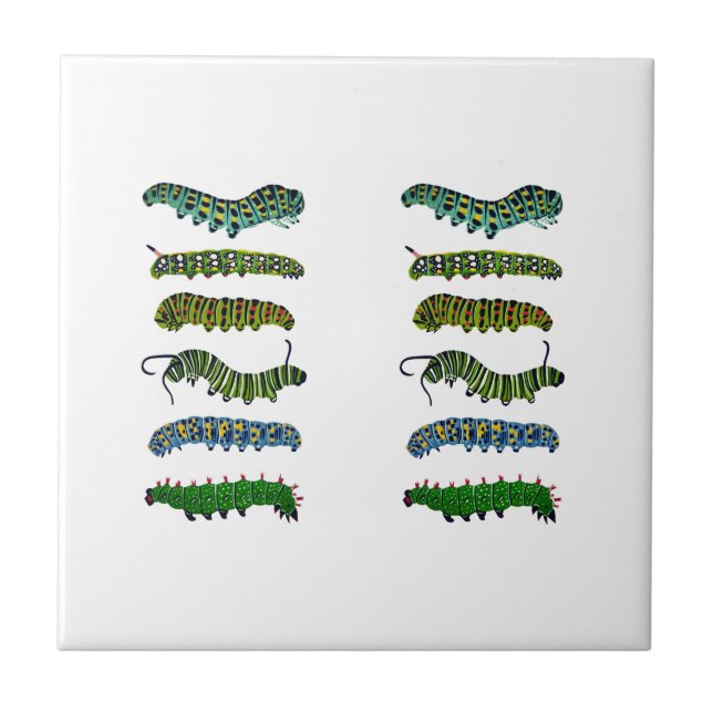 Vintage Caterpillar-Illustration Tasse  Fliese (Vorderseite)