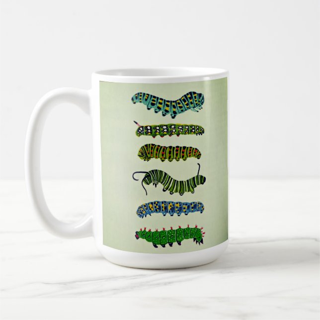 Vintage Caterpillar-Illustrations-Tasse  Kaffeetasse (Links)